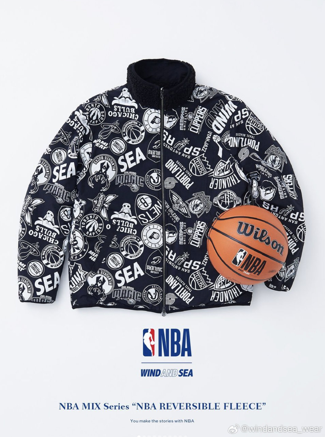 日本街头品牌WIND AND SEA与美国职业篮球联赛NBA合作，推出联名款服装